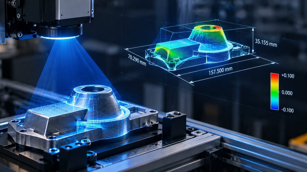 Medición dimensional automática de una pieza en proceso