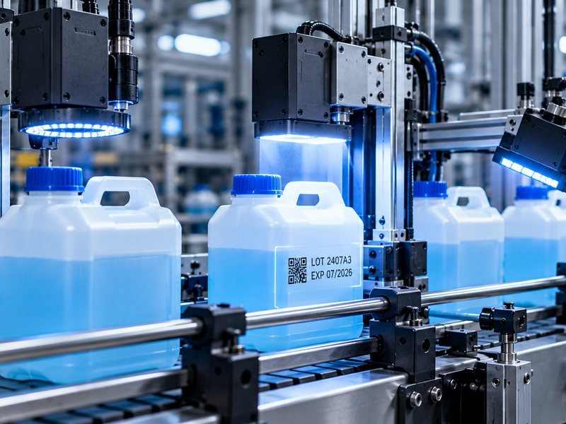 Línea de llenado y envasado de producto químico